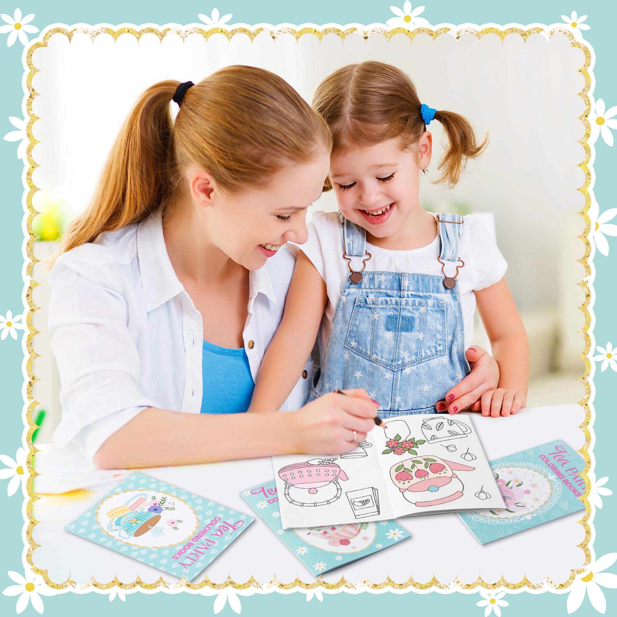 X1zuue tea party theme drawings invite creative storytelling through color.