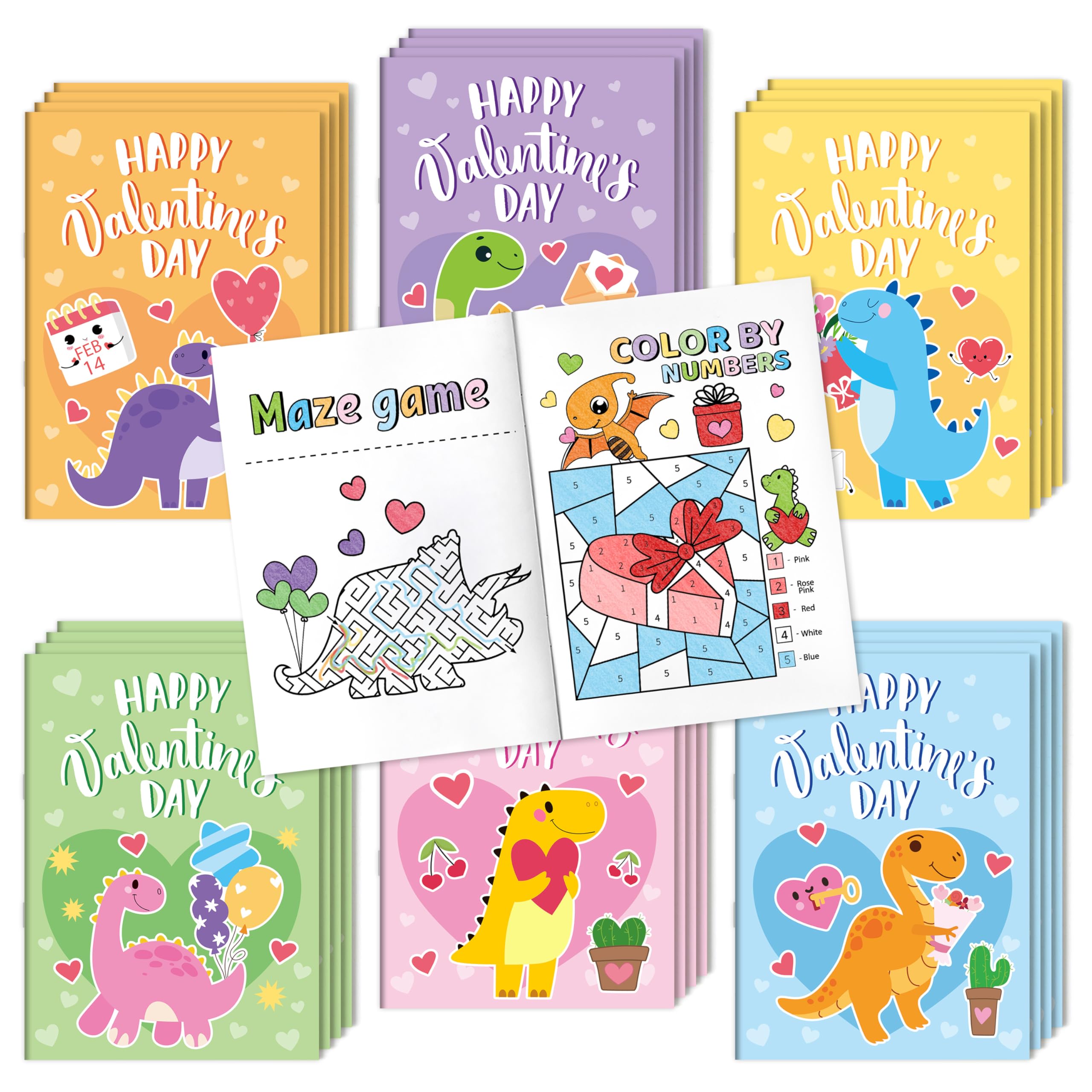 X1zuue Valentine dinosaur activity book set for classroom fun and learning