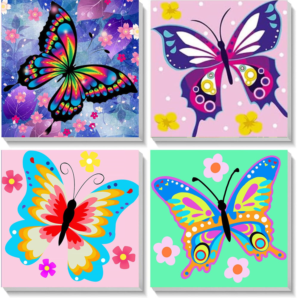 Xackcme butterfly paint by number front canvas, ready to display for kids.