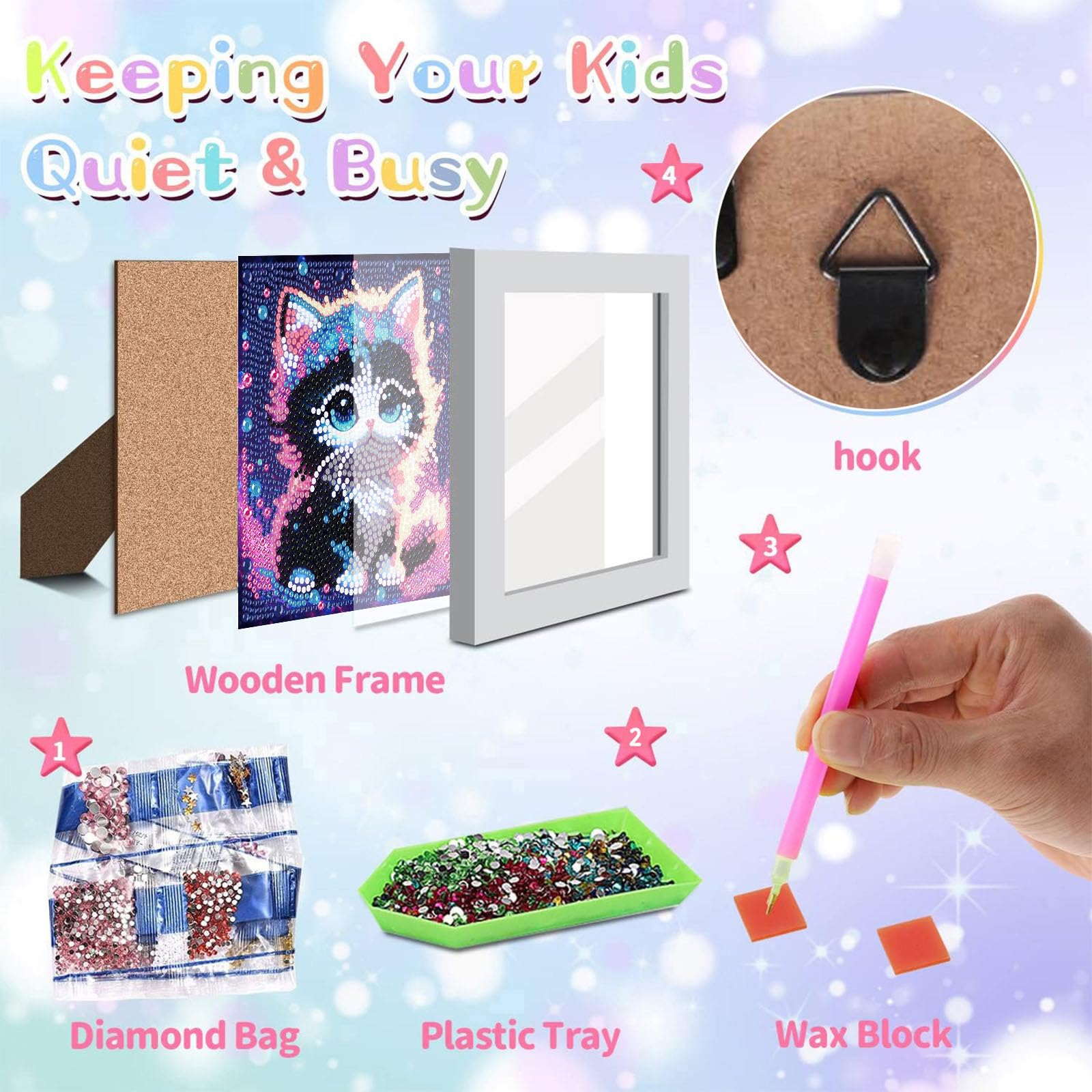 Xackcme cat diamond art frame presents a ready-to-hang keepsake.