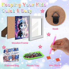 Xackcme cat diamond art frame presents a ready-to-hang keepsake.