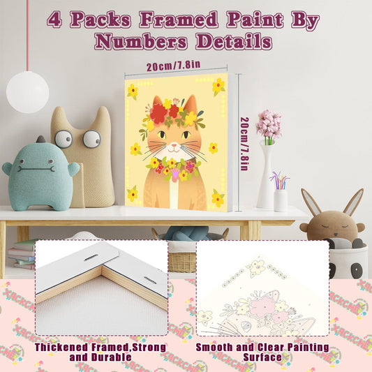Xackcme cat paint-by-number kit with wooden frame ready for hanging