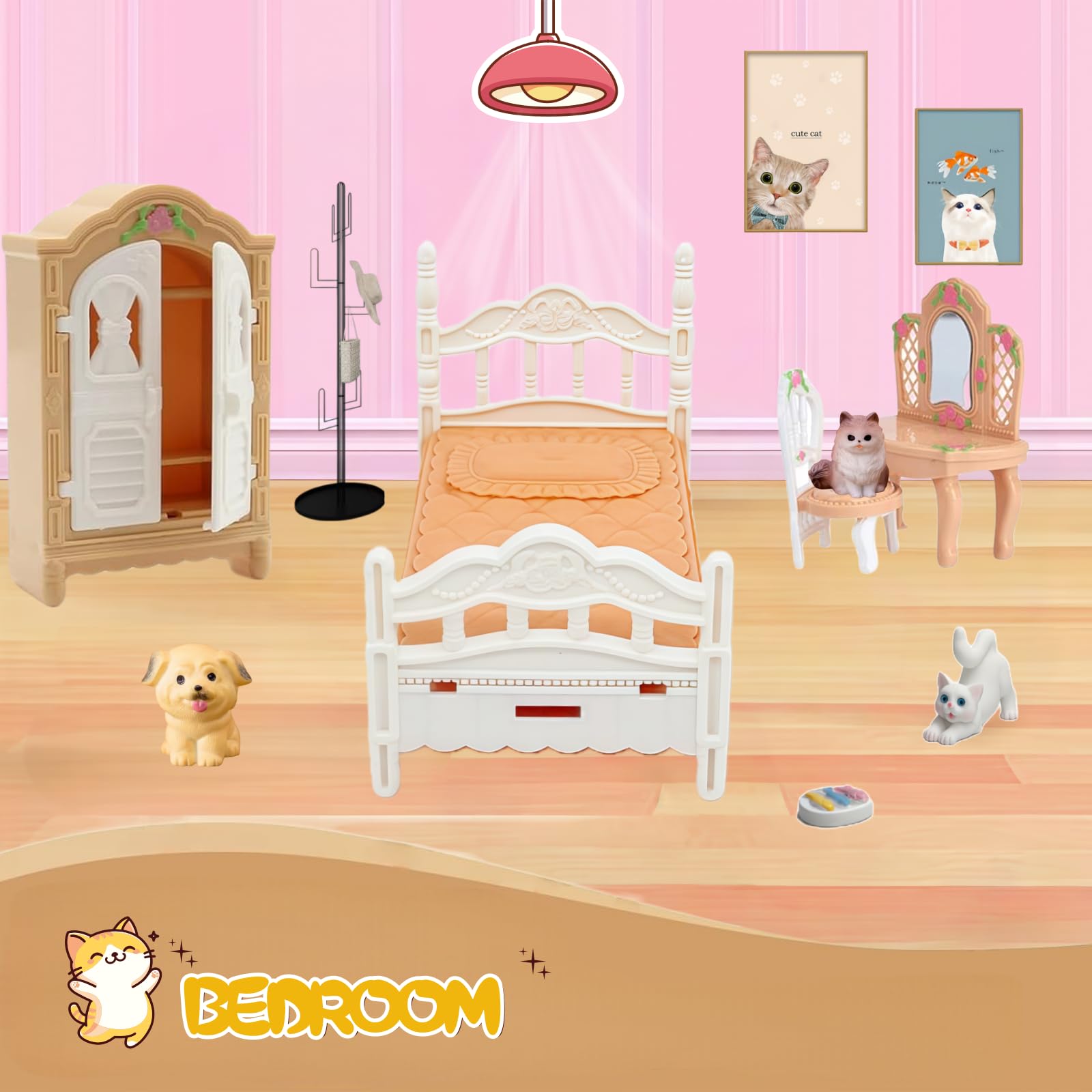 Xadothat dollhouse bedroom furniture invites restful, decorative setup play
