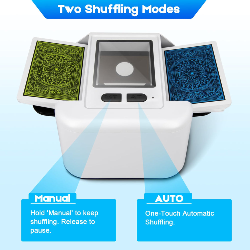 Xamanabu shuffler handling two decks for faster rounds and less downtime