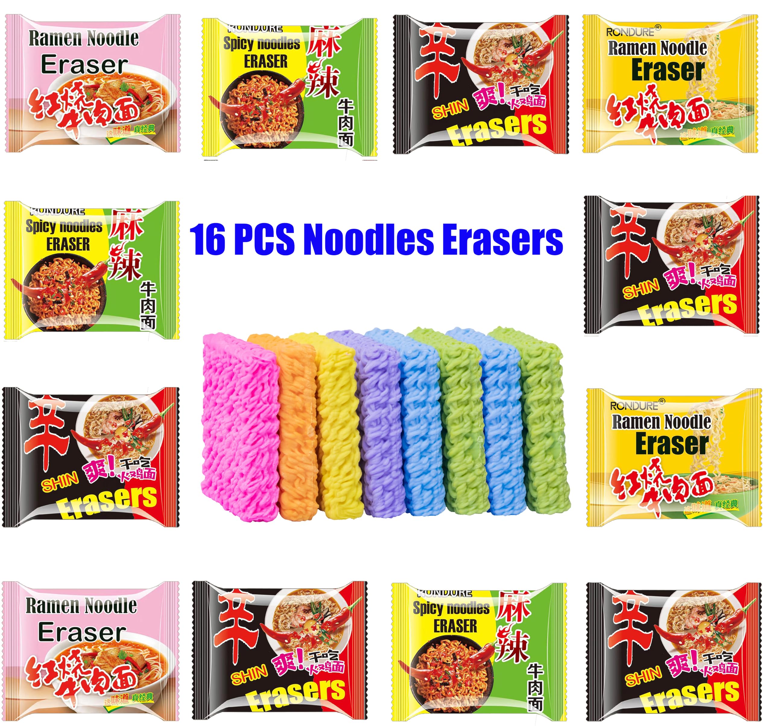 XANADU ramen erasers with realistic yet playful design enhances desk decor