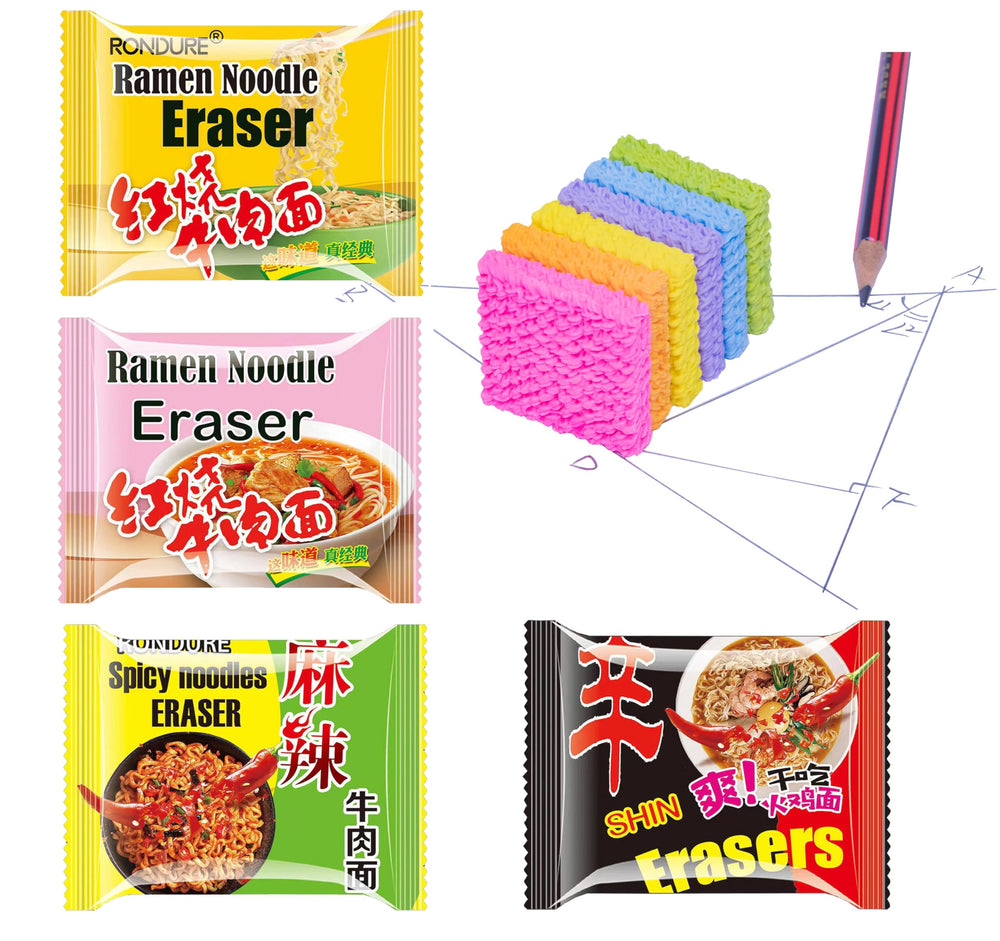 XANADU ramen noodle eraser close-up showcasing detail and durable design