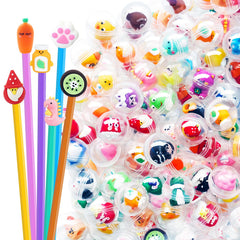 Xanllaxa mini pencil toppers in clear capsules for classroom rewards.