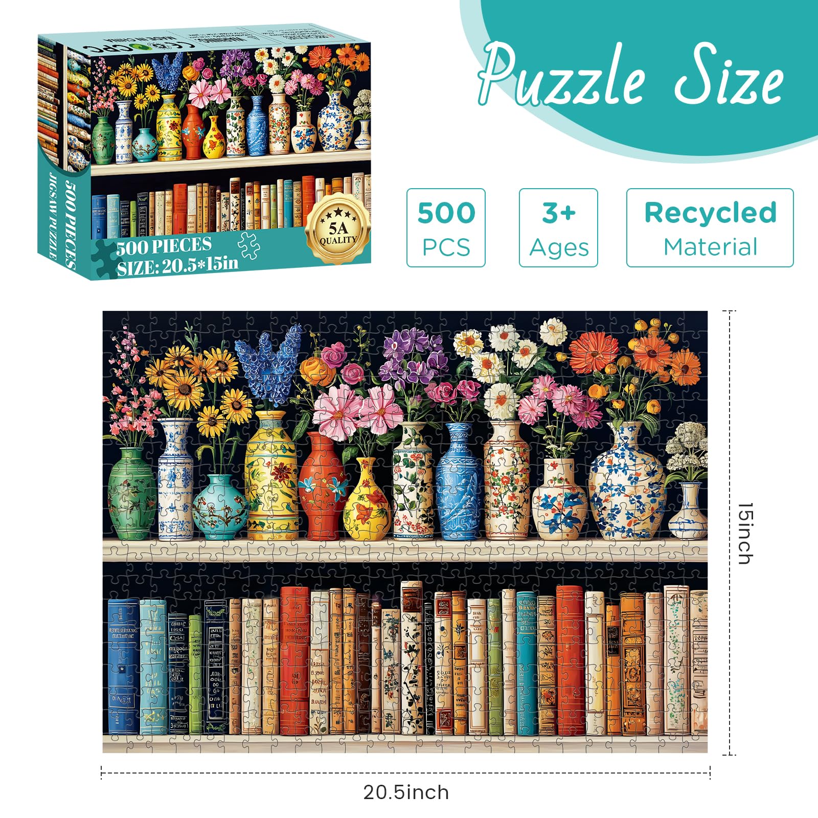 XAPAEG 500-piece puzzle pieces thick—durable for long-lasting assembly