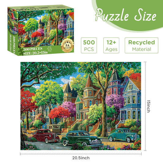 XAPAEG cityscape dusk 500-piece puzzle ideal for mindful solo challenges.