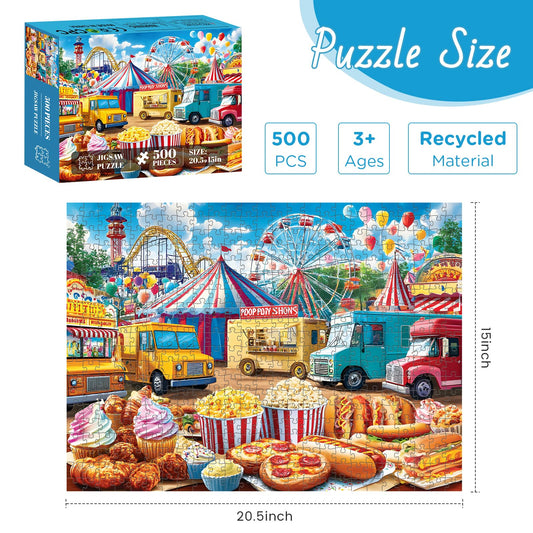 XAPAEG park puzzle close-up of Ferris wheel enhances focused, relaxing tabletop activity.