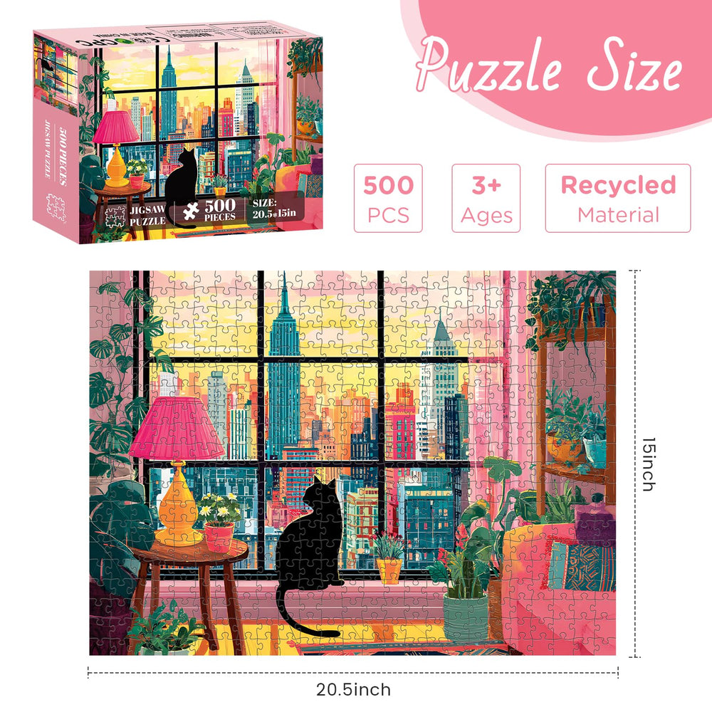 XAPAEG window view city sunset inspiring puzzle time