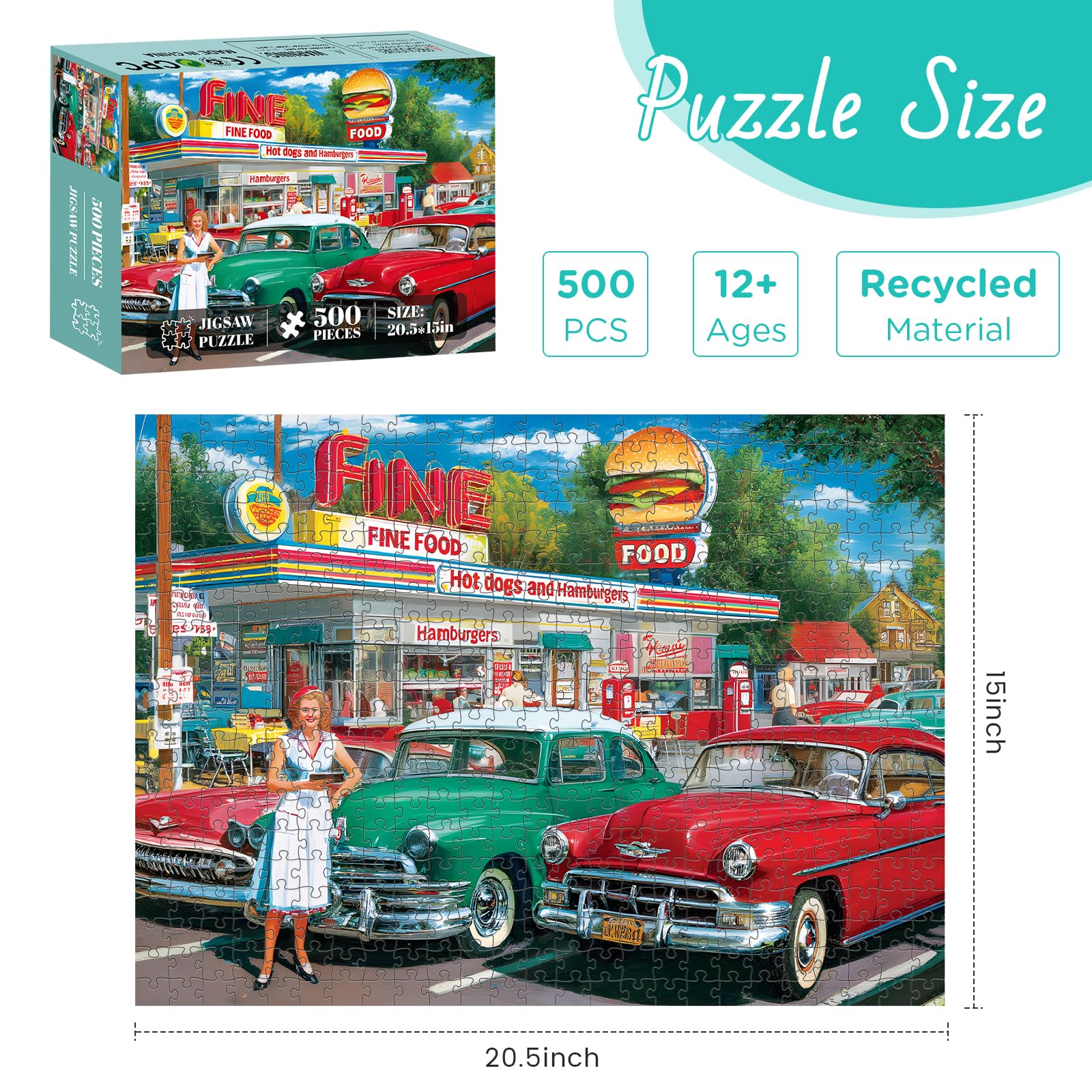 XAPAEG puzzle featuring a woman in a white dress with a tray for family puzzle nights.