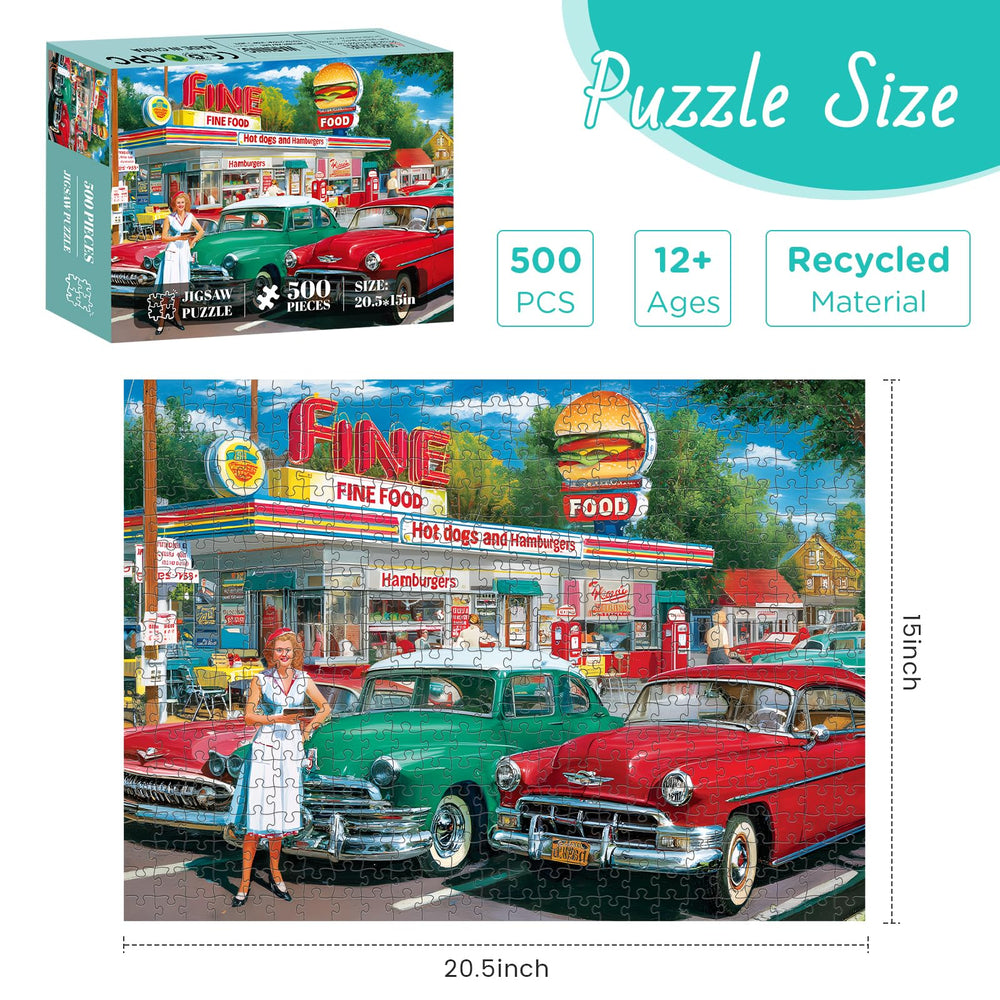XAPAEG puzzle featuring a woman in a white dress with a tray for family puzzle nights.