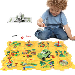 XAZASTOV puzzle track car set front view for creative play and problem solving
