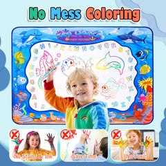 XBagSJ Ocean Water Doodle Mat color activation shows magical color reveal with water.