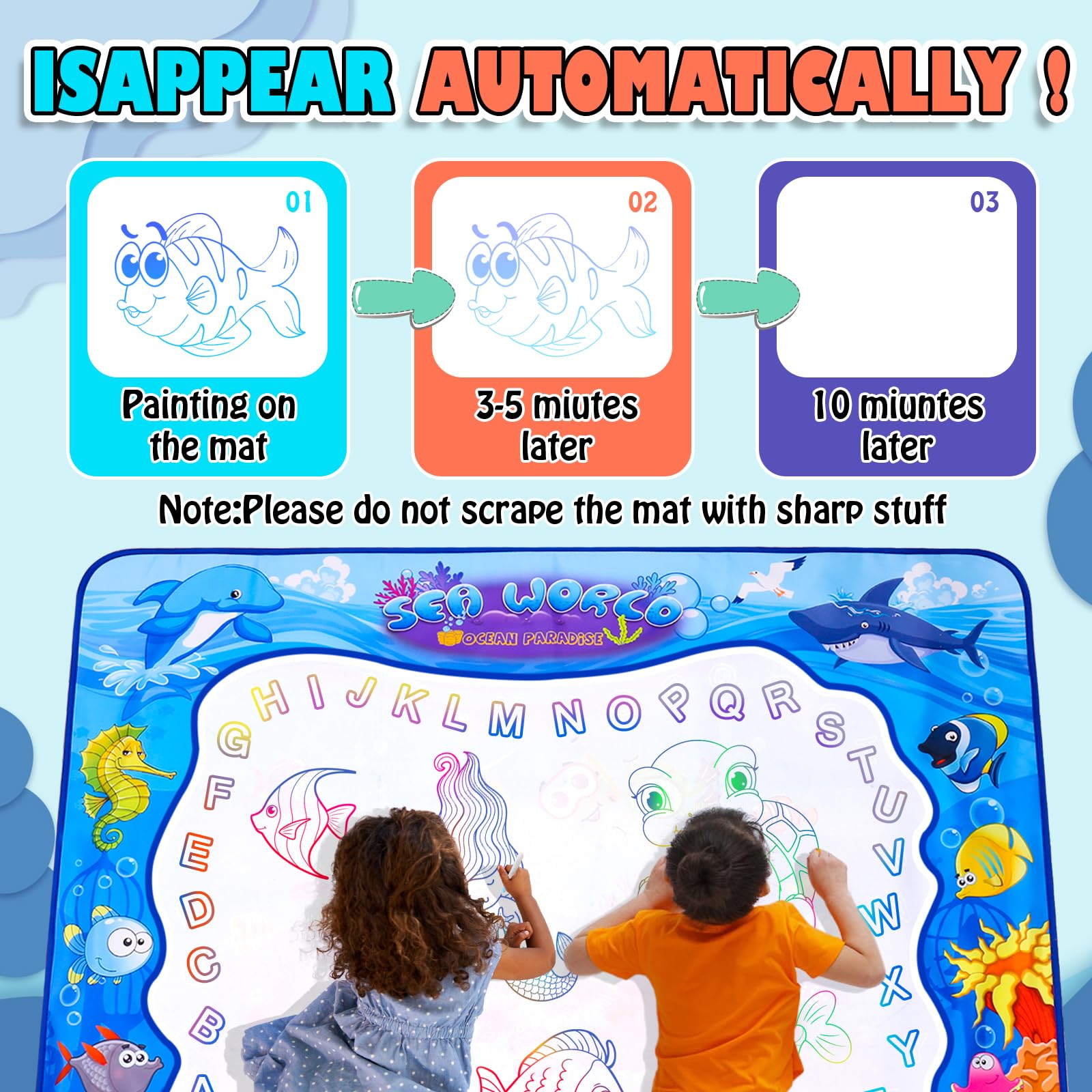 XBagSJ Ocean Water Doodle Mat enables kids to draw together on a large surface.