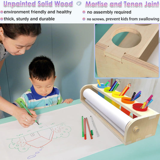 XDONEF paper roll dispenser with full 82 ft roll for coloring.