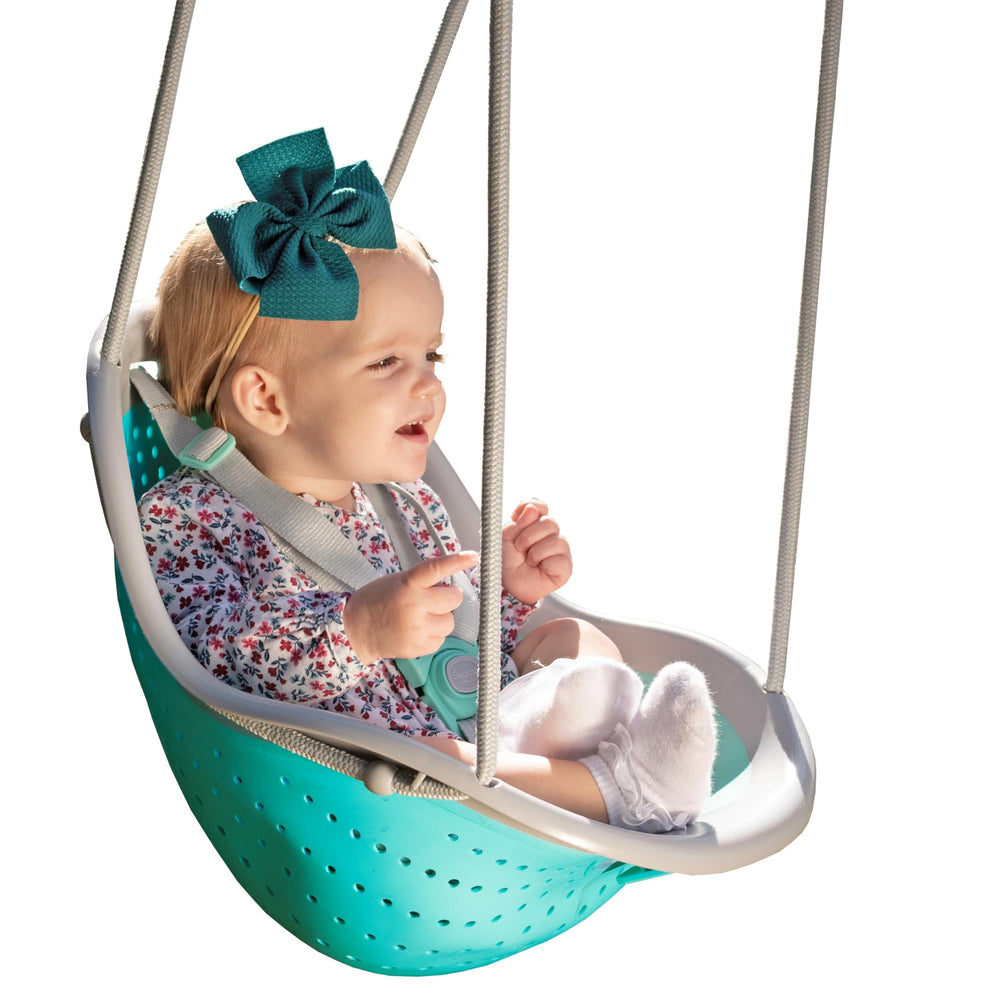 XDP Recreation swing seat side view highlights ample seating space for growing kids.