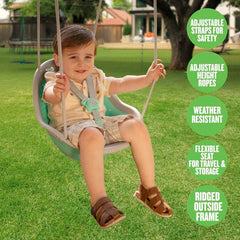 XDP Recreation Ease-Z-Adjust harness secures the child with easy buckling.