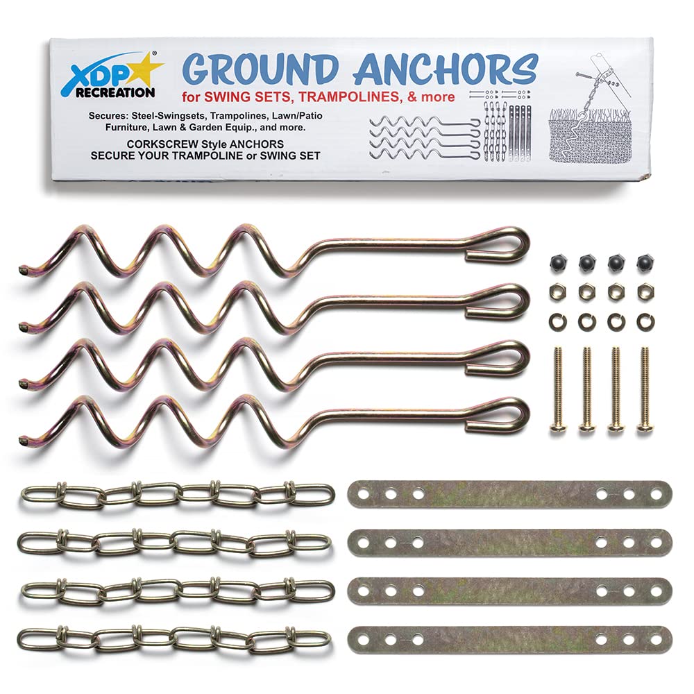XDP Recreation ground anchor kit side view with auger anchors for stability