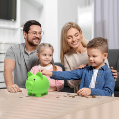 XDRELEC piggy bank green in hand for portable savings