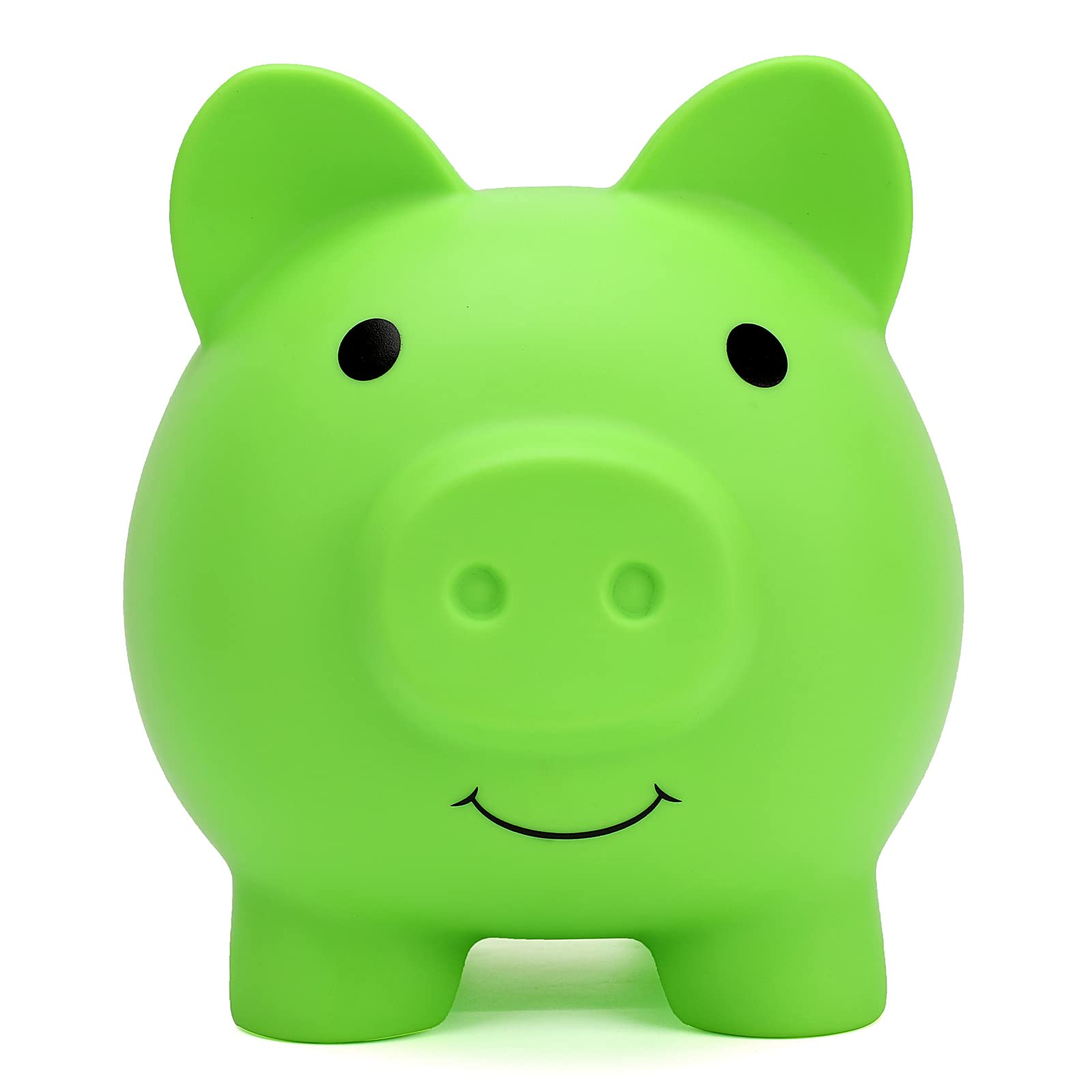 XDRELEC piggy bank green side view, durable and kid-friendly