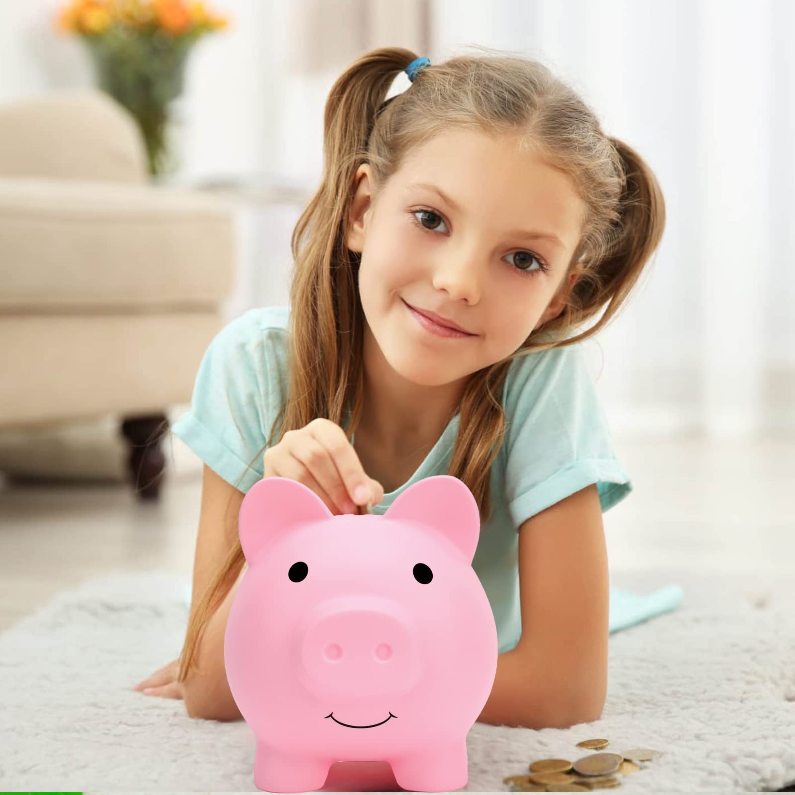 XDRELEC piggy bank pink durable plastic emphasizes long-lasting use