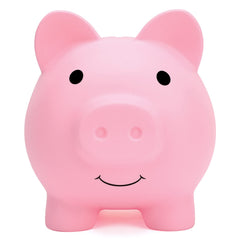 XDRELEC piggy bank pink side view showing compact desk size