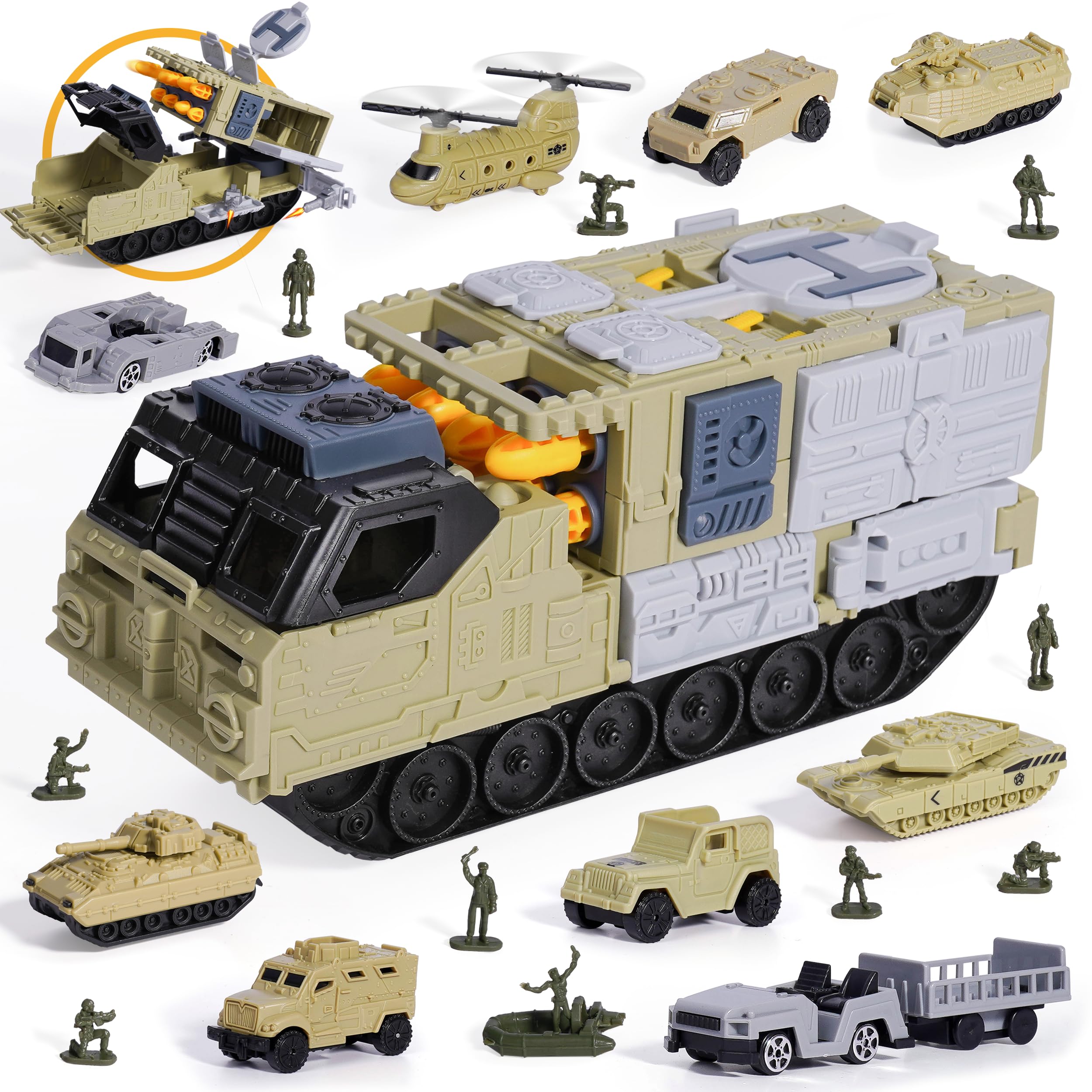 XDUOYJOY military tank toy set large tank, imaginative battles