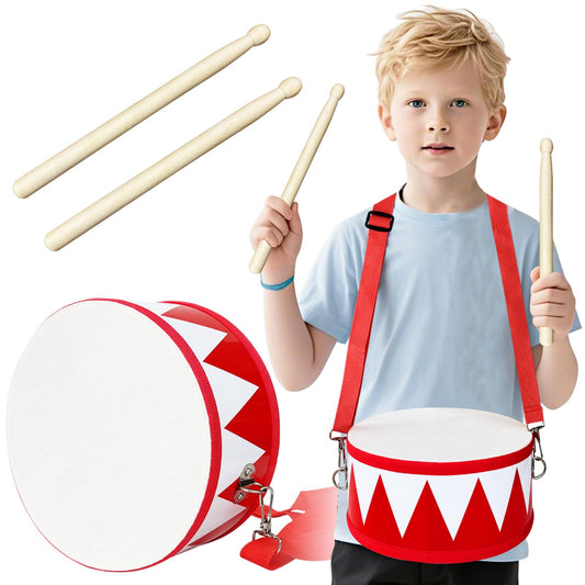 Xeehwb kids drum set 8in wooden red for sensory rhythm play