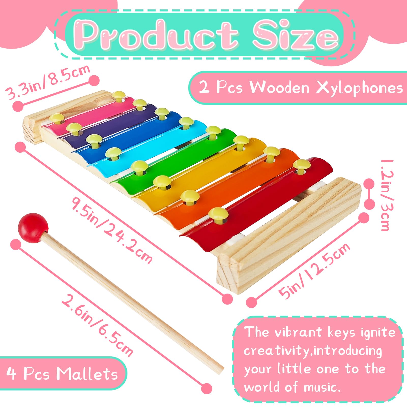 Xeehwb wooden xylophone with child mallets for safe, easy play