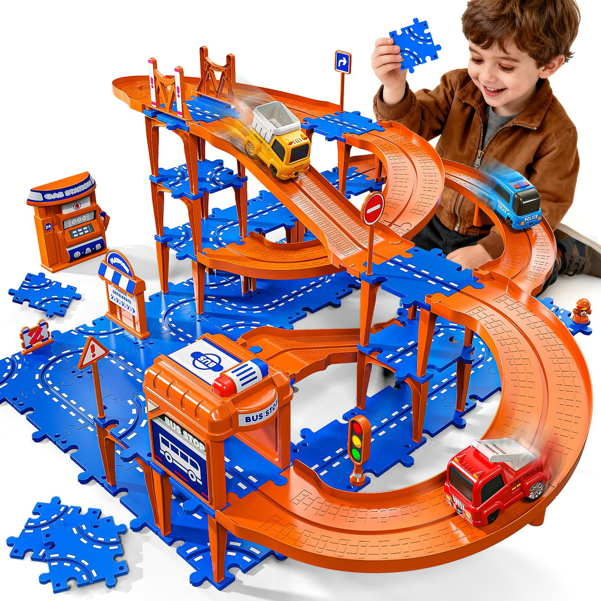 Xelabrion puzzle track car set assembly fosters early construction skills