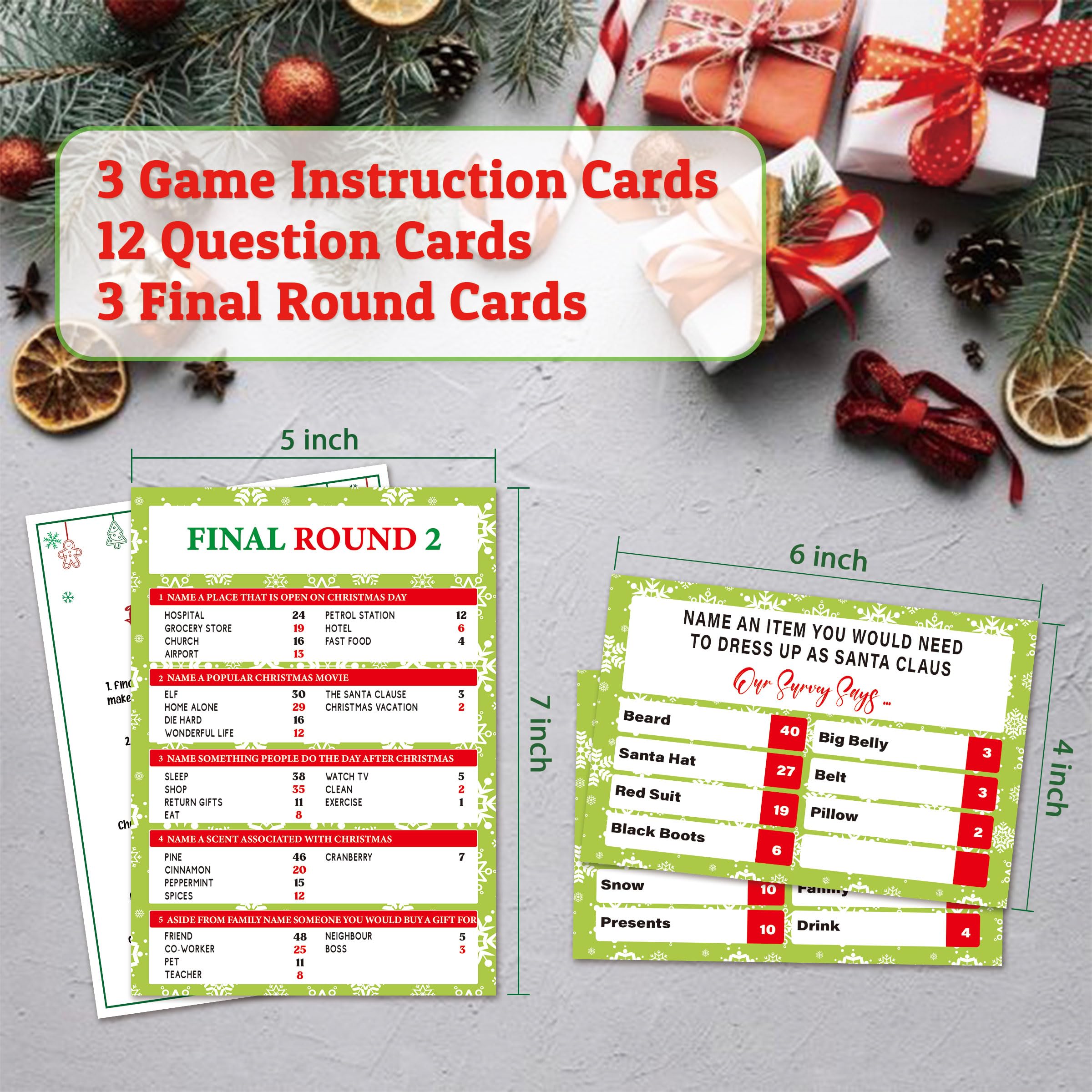 Xenseou Christmas Feud question cards in action for group party play