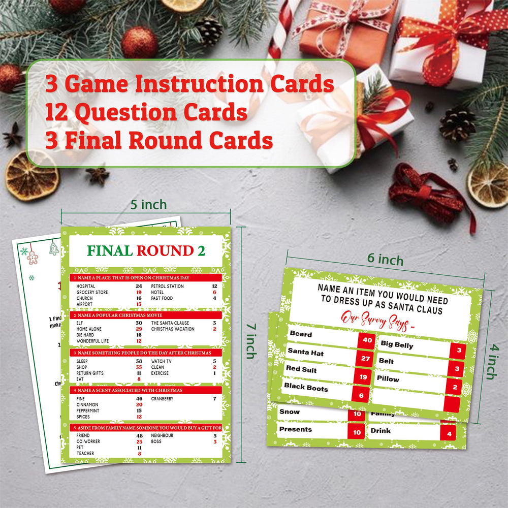 Xenseou Christmas Feud question cards in action for group party play