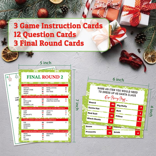 Xenseou Christmas Feud question cards in action for group party play