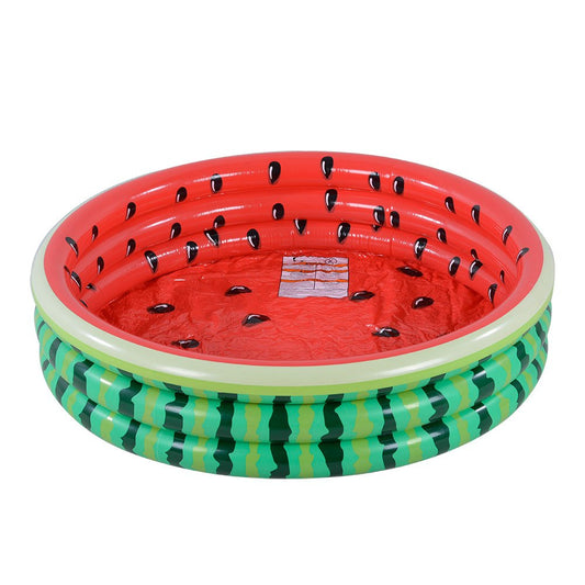 XFlated Watermelon pattern kiddie pool in backyard for cooling summer fun