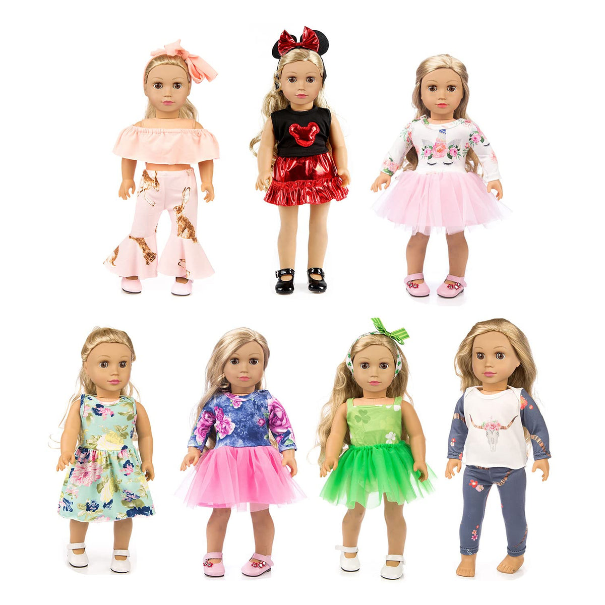XFEYUE 7sets 18inch doll clothes pack for imaginative play