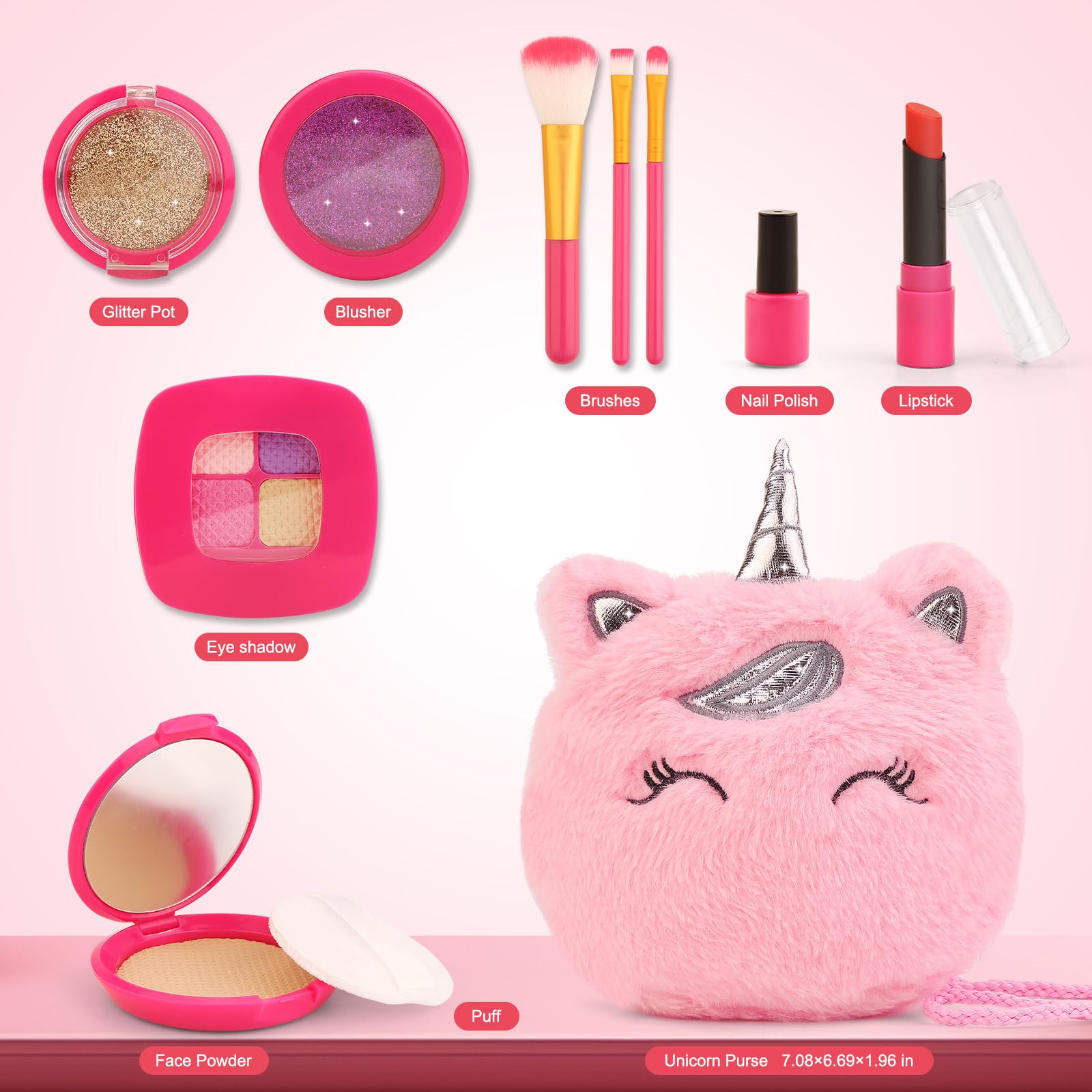 XFFFun glitter lipstick tube, child-friendly color for dress-up.