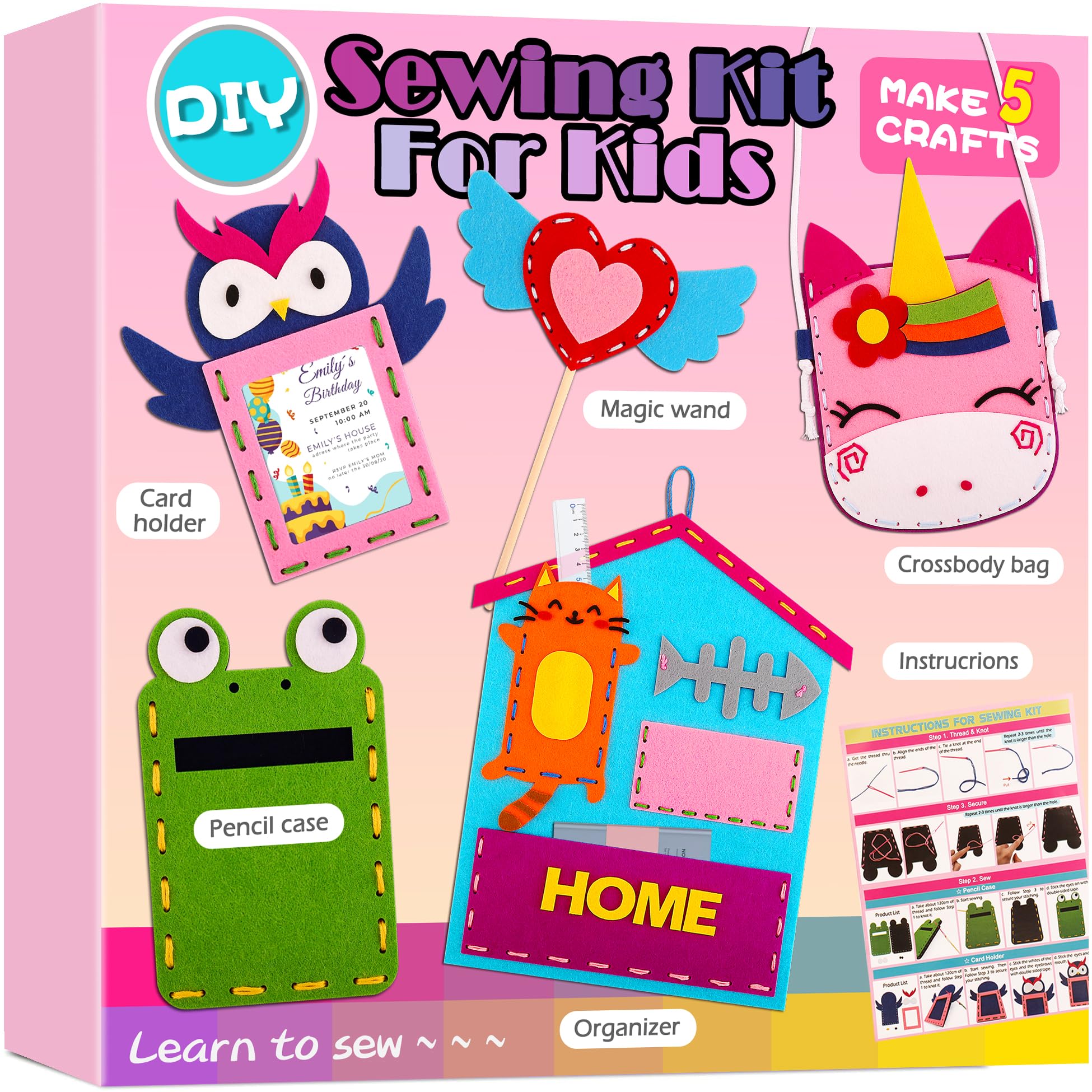 xffFun unicorn crossbody bag: kids learn to sew while creating a playful accessory.