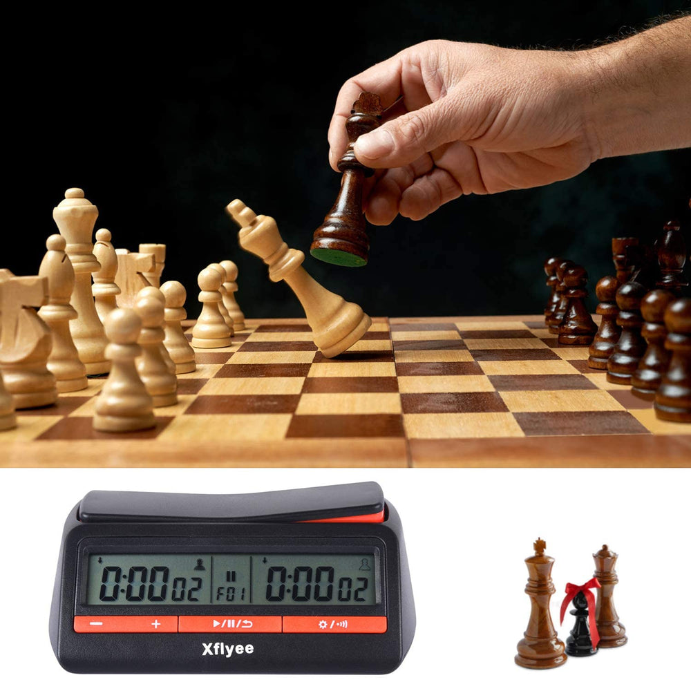 Xflyee Chess Clock packaging with accessories, ready-to-use out of the box.