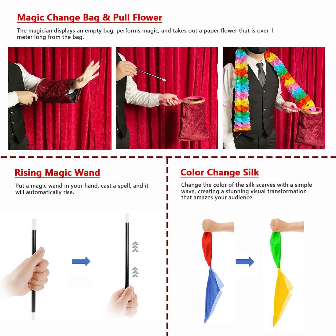 Xfunjoin Pull Flower prop for quick, colorful magic reveals.