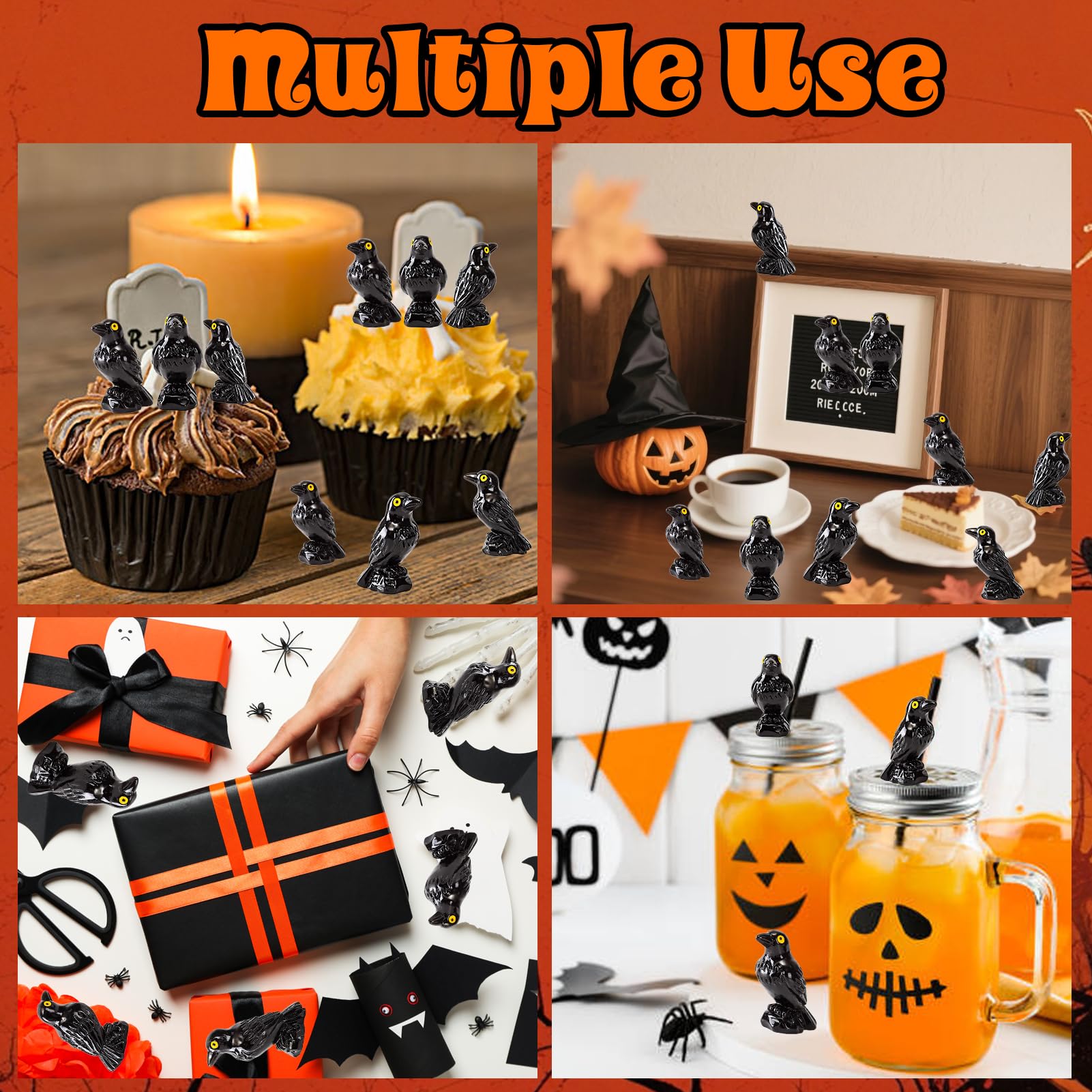 XGBDL durable resin crows for indoor and outdoor spooky displays.