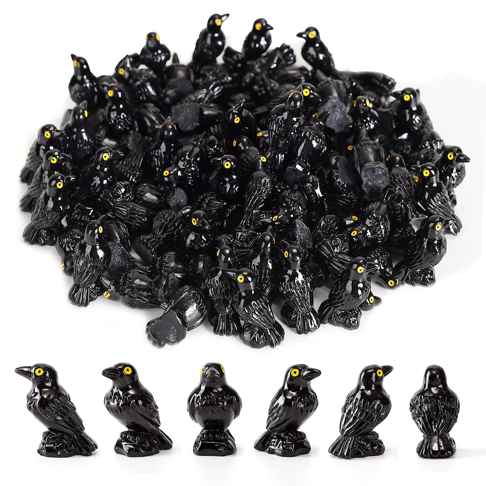 XGBDL mini resin crows – fifty piece pack for dramatic Halloween displays.