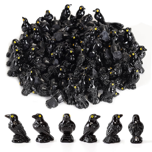 XGBDL mini resin crows – fifty piece pack for dramatic Halloween displays.