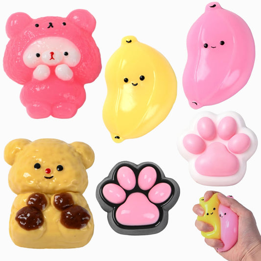 Xgmadiles Taba Squishy 6pc set offers tactile relief with ultra-soft texture for focus and relaxation.