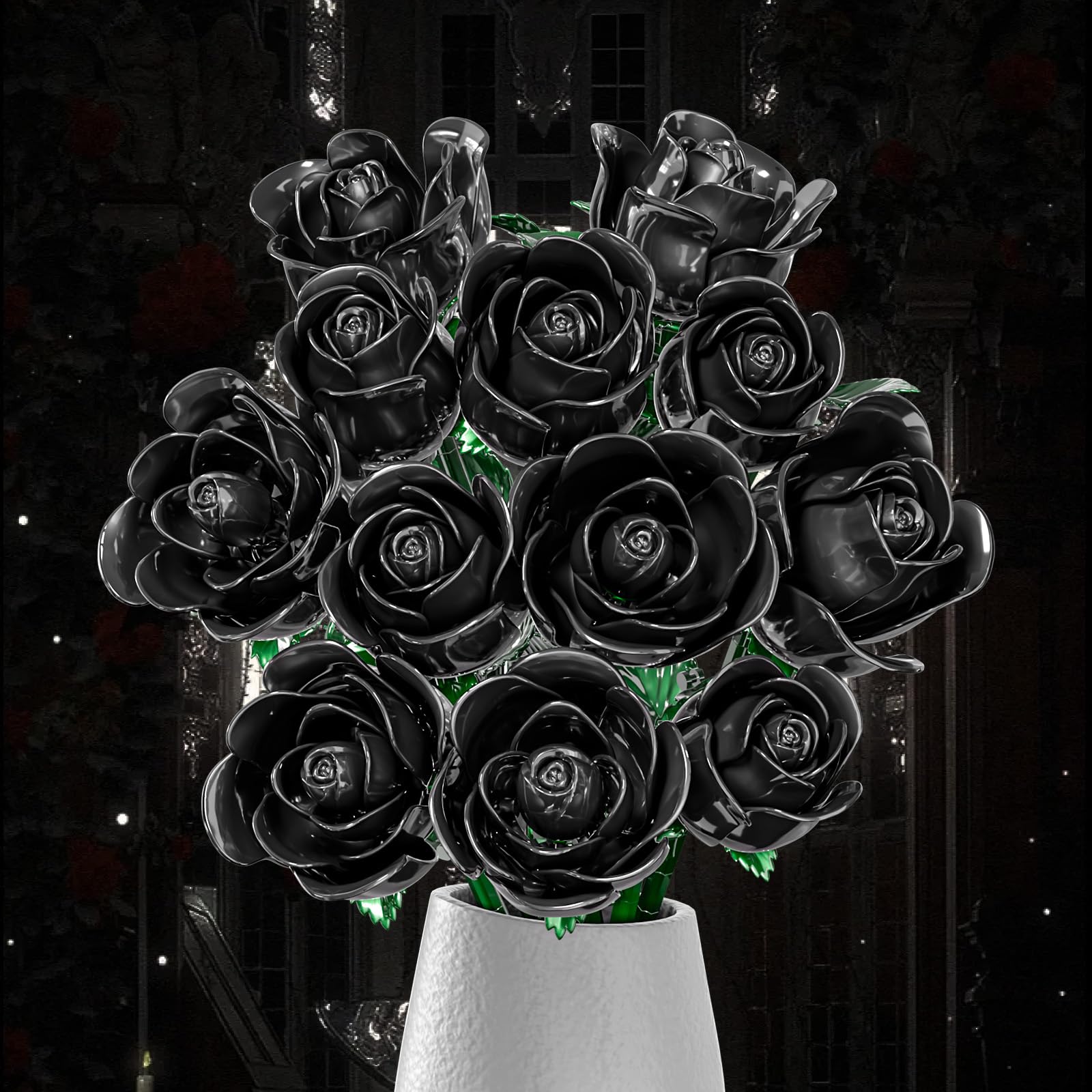 Adjustable stems of the XGSHJ Black Rose Bouquet to fit different vases