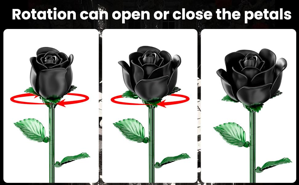 Swinging petals of the XGSHJ Black Rose Bouquet for versatile display options