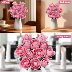 XGSHJ Pink Rose Bouquet Building Set core uses integrated die-cast design