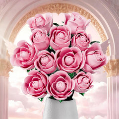 XGSHJ Pink Rose Bouquet Building Set offers zero maintenance and lasting beauty