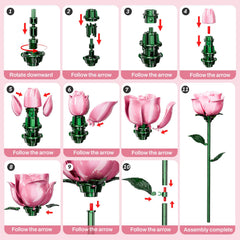 XGSHJ Pink Rose Bouquet Building Set arrives in premium gift-ready packaging